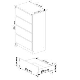 KOMÓD K 60 cm 4 FIÓK PK FEHÉR