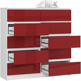 KOMÓD K120 10FIÓK CLP PK PIROS FÉNYES