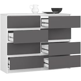 KOMÓD K120 8FIÓK PK FEHÉR / SZÜRKE