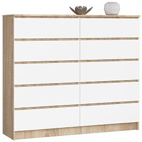 KOMÓD K140 10SZ CLP PK TÖLGY SONOMA / FEHÉR