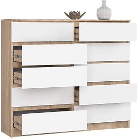 KOMÓD K140 10SZ CLP PK TÖLGY SONOMA / FEHÉR