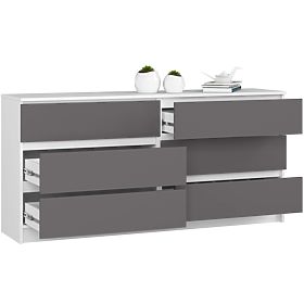 KOMÓD K160 6SZ CLP PK FEHÉR / SZÜRKE