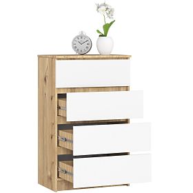 KOMÓD K60 4FIÓK PK ARTISAN TÖLGY / FEHÉR
