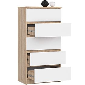 KOMÓD K60 5SZ CLP PK TÖLGY SONOMA / FEHÉR