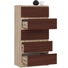 KOMÓD K60 5SZ CLP PK TÖLGY SONOMA / WENGE