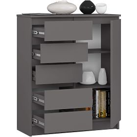 KOMÓD K80 1D 5F PK GRAFIT SZÜRKE