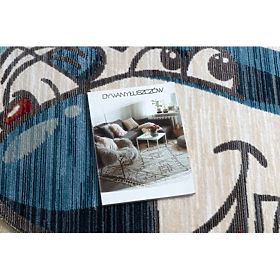 Modern gyerekszőnyeg TOYS 75320 REPÜLŐGÉP, 3D hatás, szabálytalan forma, kék, türkiz, krém, F.H.Kabis