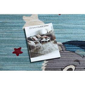 Modern gyerekszőnyeg TOYS 75322 MACI, szabálytalan forma, kék, türkiz, krém, F.H.Kabis