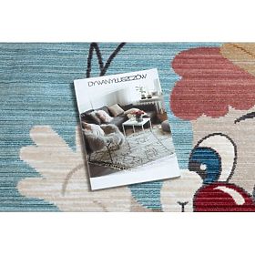 Modern gyerekszőnyeg TOYS 75328 BOHÓC, szabálytalan alakú, kék, türkiz, piros fukszia, F.H.Kabis