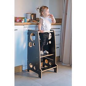Montessori tanulótorony Rings Black, Ourbaby®