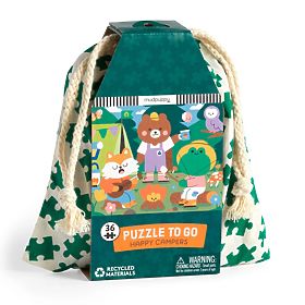 Mudpuppy Vidám kempingezők puzzle vászonzsákban, 36 darab, Mudpuppy