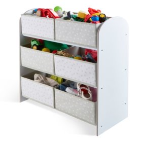 Játéktároló szürke és fehér dobozokkal, Moose Toys Ltd 
