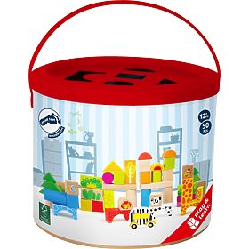 small foot Fa építő kockák állatkerti mintával, 50 darab