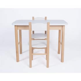 Egyszerű asztal és szék szett - fehér, Drewnopol