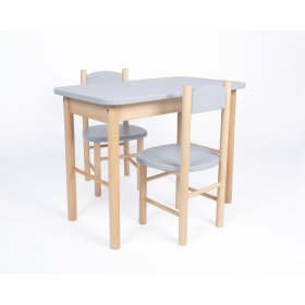 Asztal és szék készlet - Egyszerű - szürke, Drewnopol