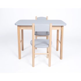 Asztal és szék készlet - Egyszerű - szürke, Drewnopol