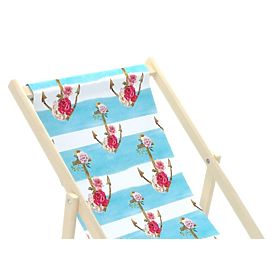 Strand szék Horgonyok virágokkal - kék-fehér