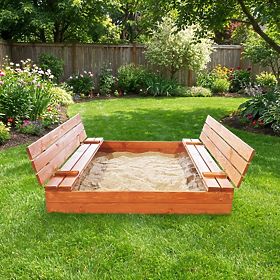 Zárható homokozó padokkal 140 x 140 - impregnált