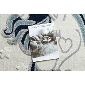 YOYO GD49 szőnyeg fehér/szürke - Egyszarvú gyerekeknek, szerkezeti, érzékelő rojtokkal, F.H.Kabis